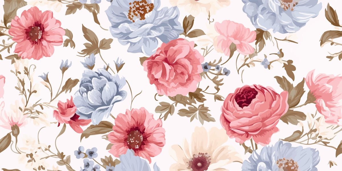 Papier peint fleuri - roses romantiques aquarelle
