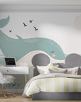 Kids' Wallpaper - Whale and Boat on the Ocean