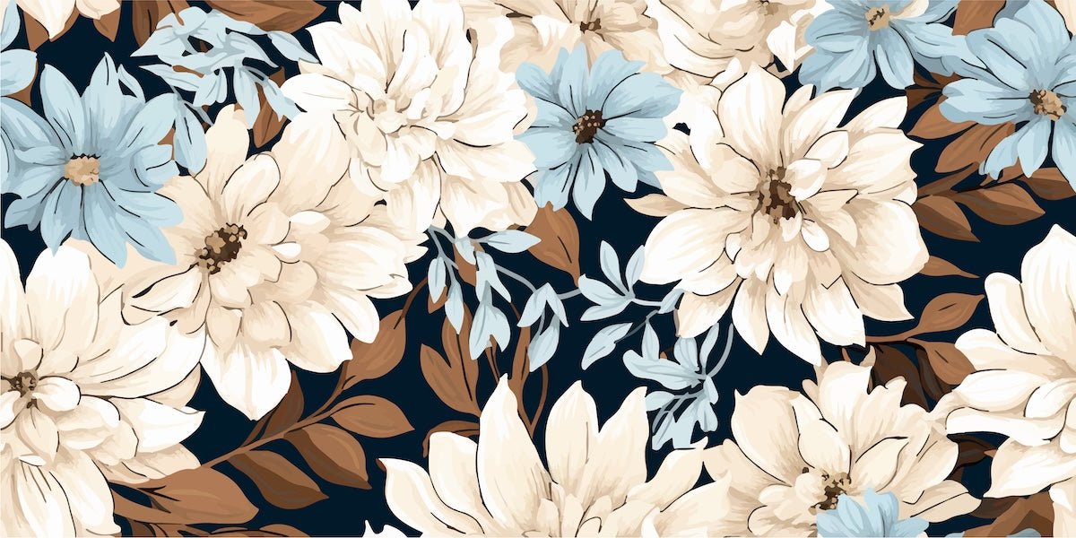 Papier peint fleuri - anémones blanches modernes
