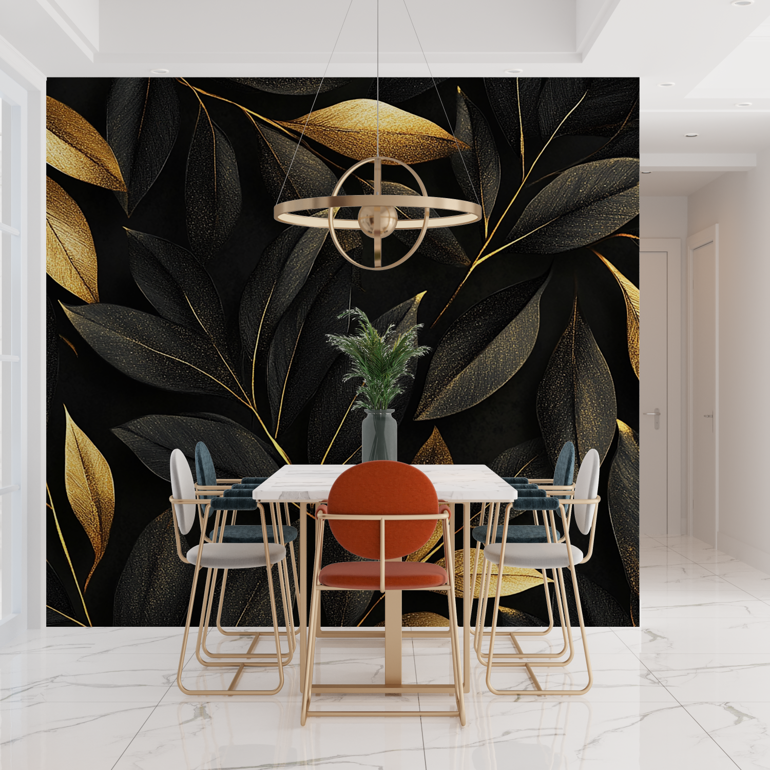 Foliage Wallpaper - Gold Flakes on Black