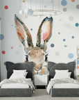 Papier Peint Enfant - Lapin et Pois Colorés