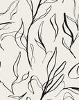 Papier peint nature - fines branches dessinées en noir et blanc