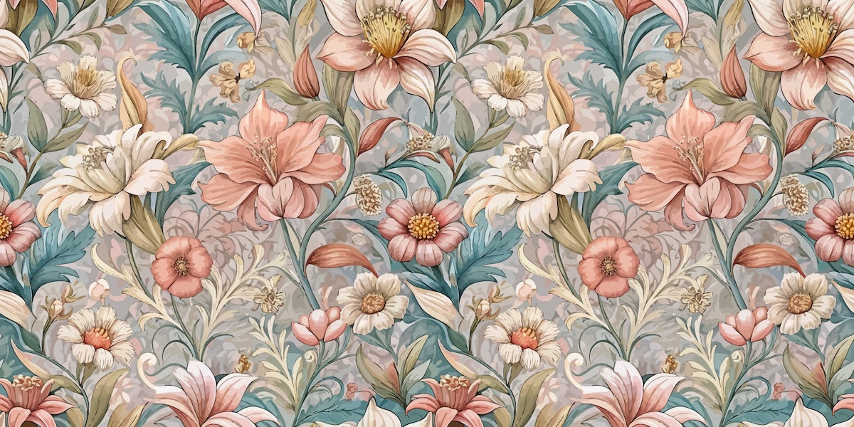 Papier peint fleuri - brassée champêtre vintage