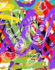 Papier peint graffiti - tags abstraits violets et jaunes