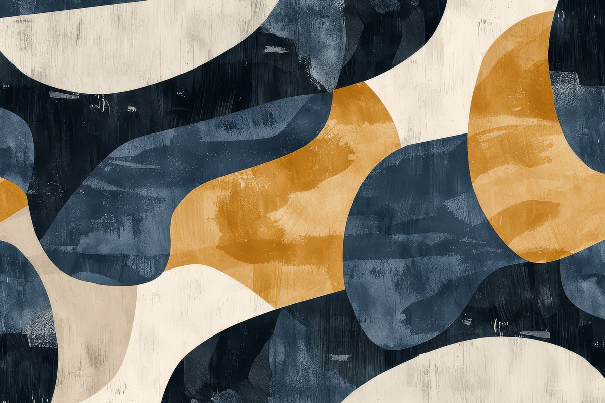 Abstract Wallpaper - Contemporary Blue and Gold Art