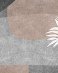 Papier peint boho - feuilles blanches sur fond abstrait gris et marron