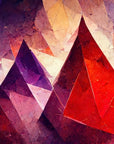 Papier peint géométrique - sommets de montagnes facettés violet et rouge