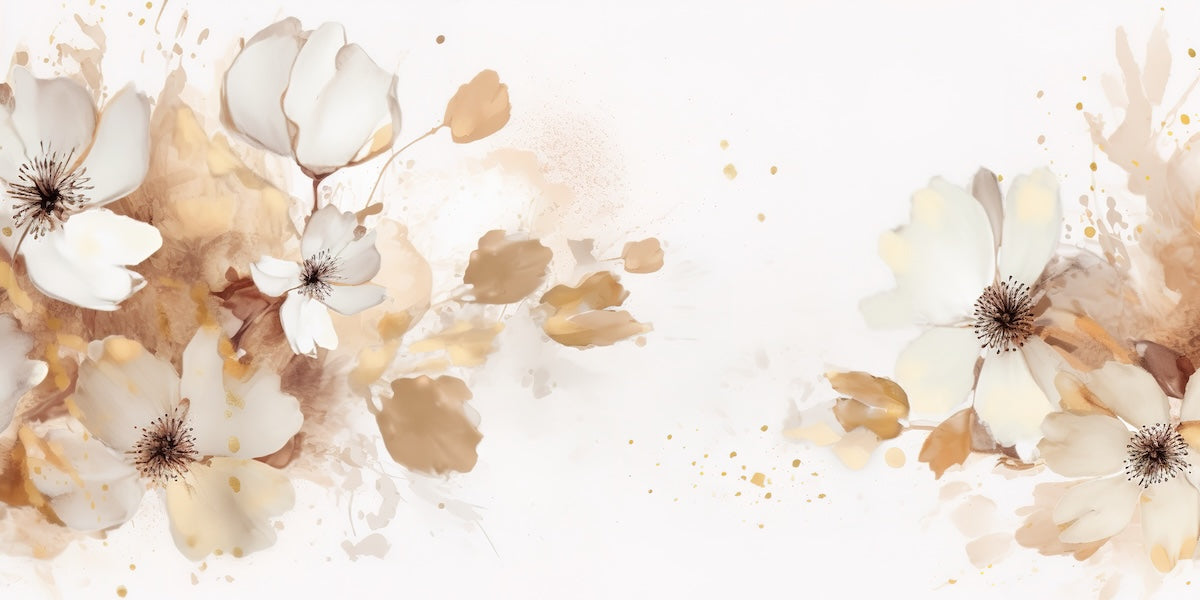 Papier peint fleuri - pivoines blanches aquarelle
