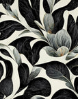Papier peint nature - grands dahlias noirs et blancs