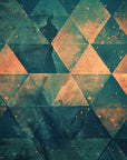 Papier peint géométrique - triangles imbriqués orange et vert sombre