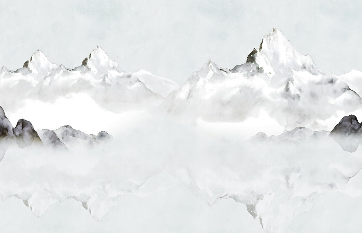 Papier Peint Abstrait - Montagnes Enneigées Pures