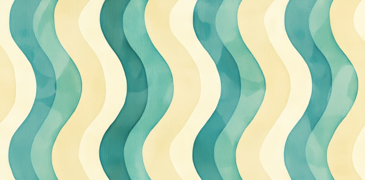 Papier peint rétro - vagues ondulées vertes