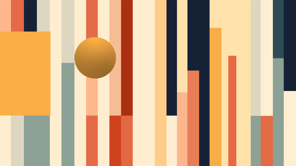 Geometrisch behang - Banen in retrokleuren