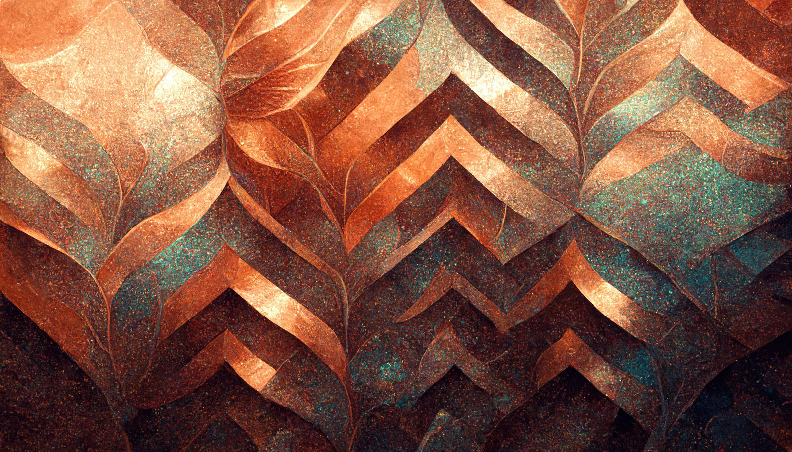 Art Deco Wallpaper – Copper Leaf Pattern