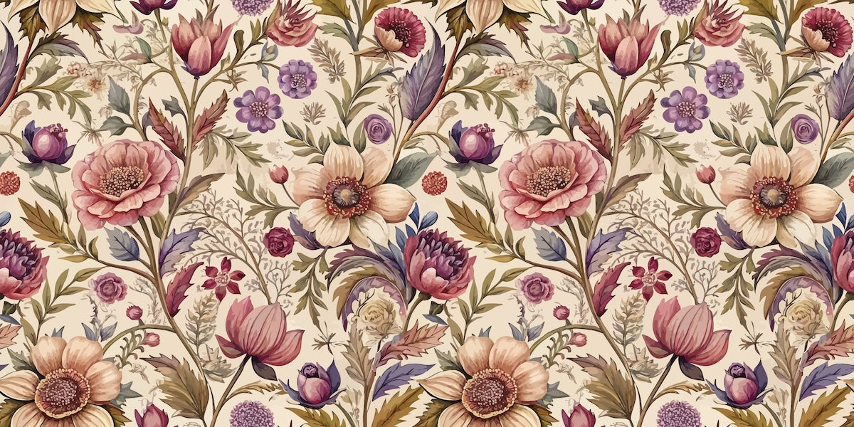 Papier peint fleuri - tapisserie dahlia baroque