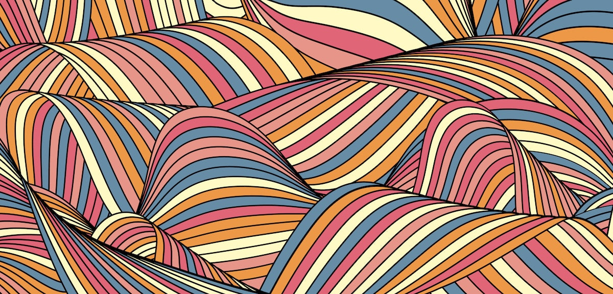 Papier peint rétro - collines de lignes multicolores