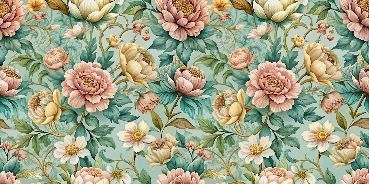 Papier peint fleuri - tapisserie anglaise rétro