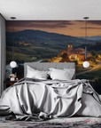Wallpaper - Village on a Hilltop and Castle at Sunset