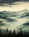 Papier Peint Paysage - Forêt Et Montagnes