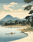 Papier Peint Japonais - Paysage De Lac Et Montagnes