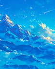 Papier Peint Illustration - Montagne Bleu