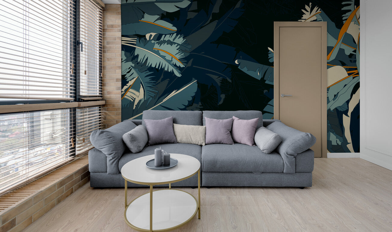 Papier Peint Tropical - Bananiers Nocturnes
