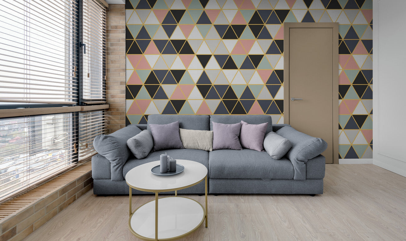 Papier Peint Géométrique - Triangles Pastel Chic