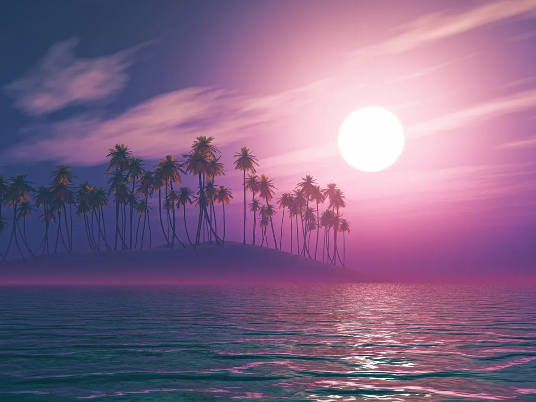 Landscape Wallpaper - Palm Island under Magenta Moon