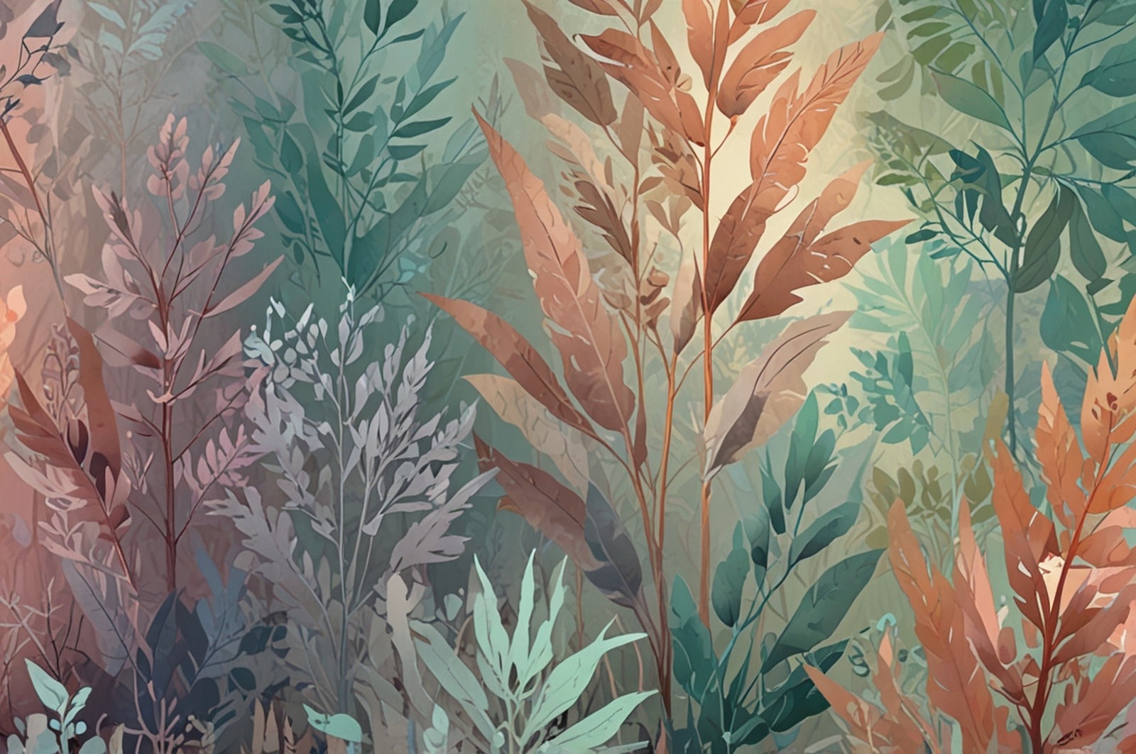 Papier peint floral – Feuillage pastel délicat