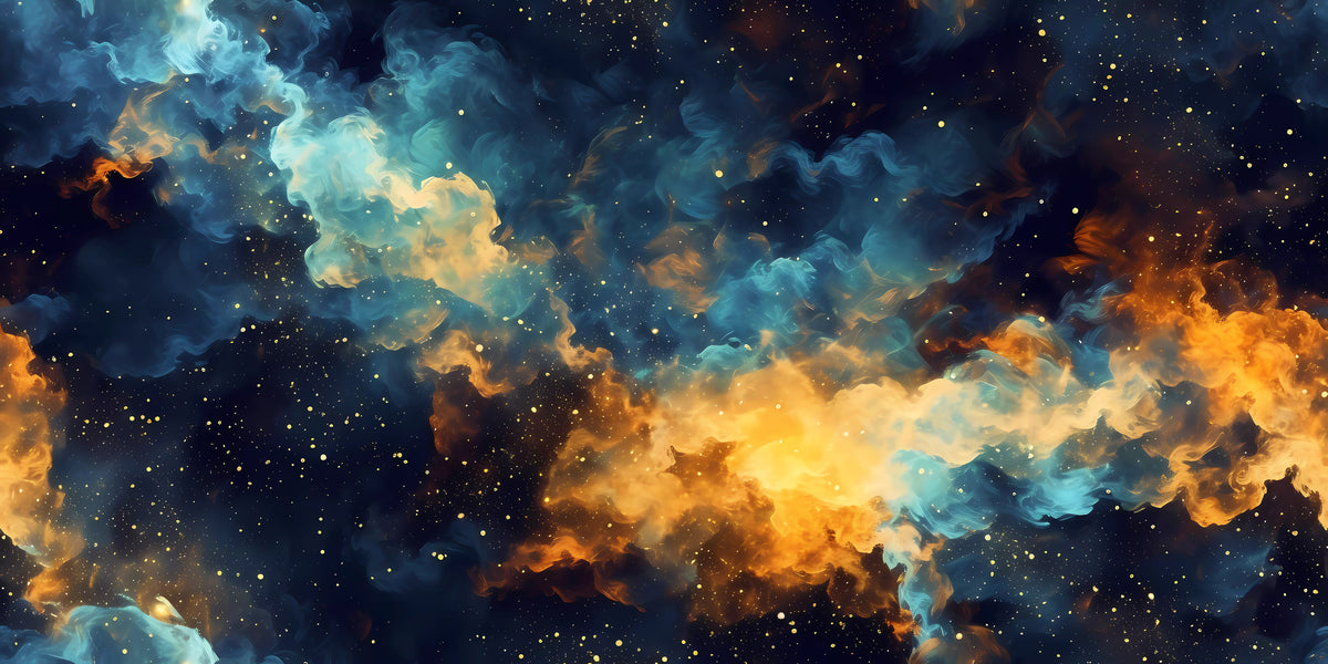 Galaxie-Tapete - Blauer und oranger Nebel