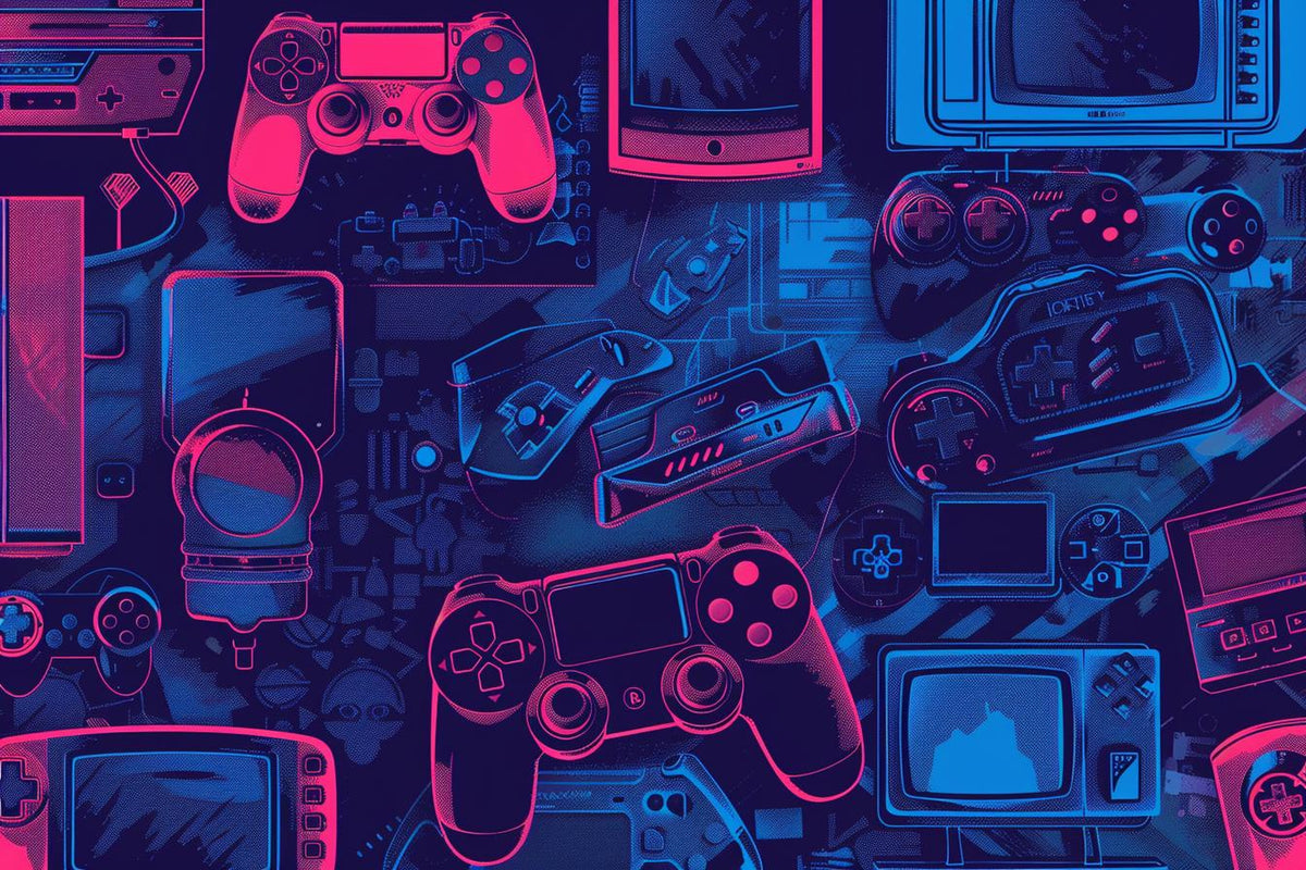 Papier peint jeux vidéo - Manettes rétro
