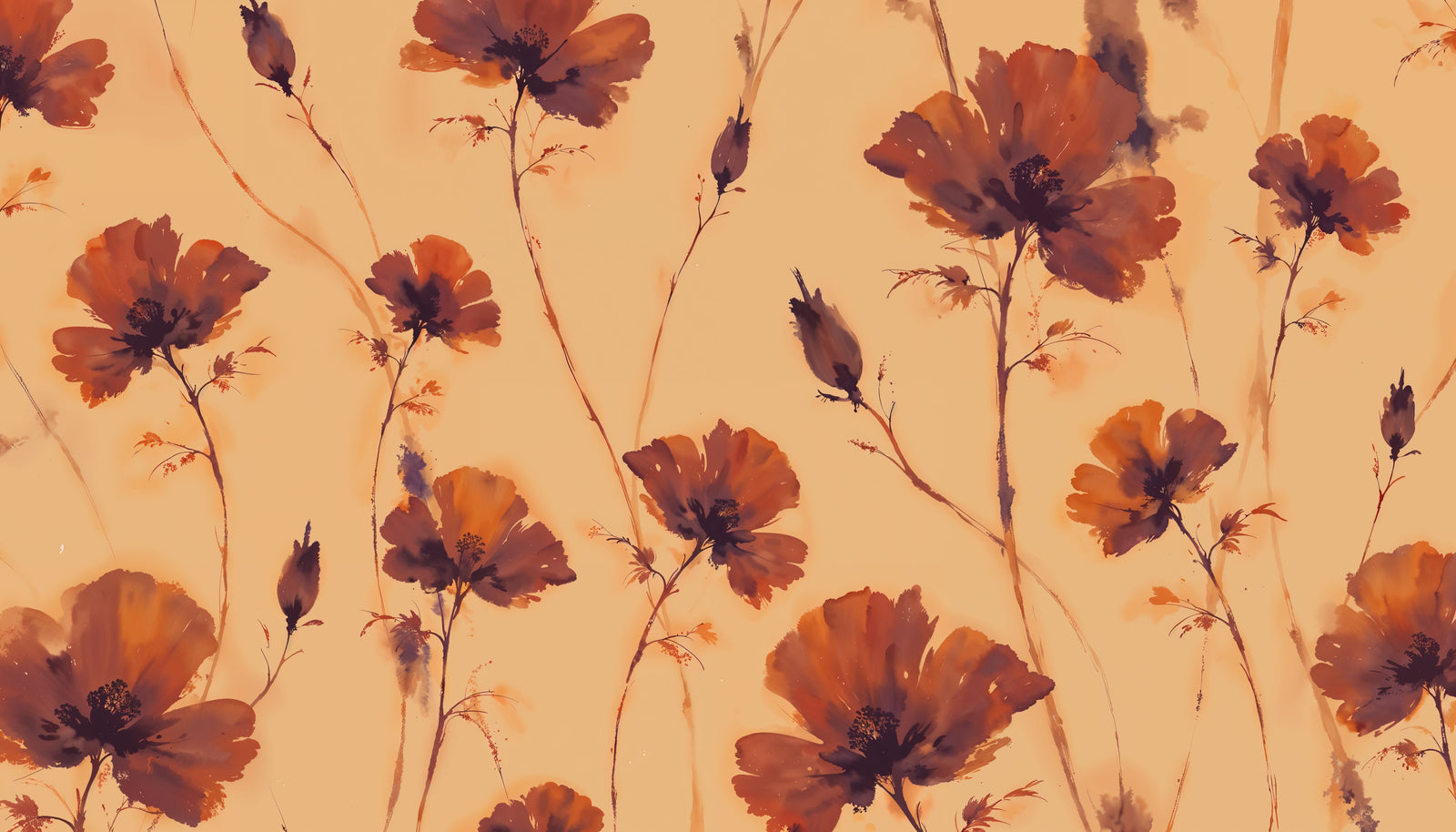 Floral wallpaper – Minimalist beige poppies