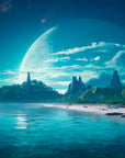 Futuristic Wallpaper - Exoplanet Beach &amp; Giant Moon