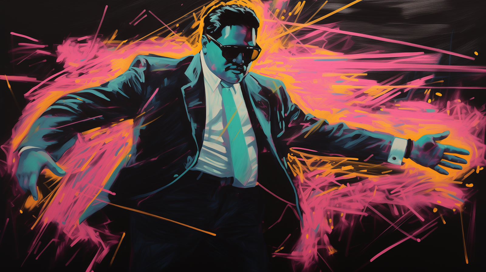 Papier Peint Pop Art - Businessman Style Néon