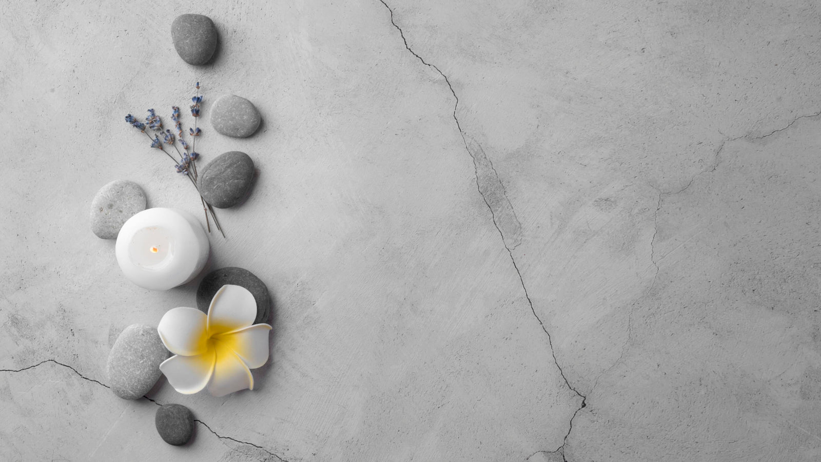 Zen wallpaper – mineral stones and white flower