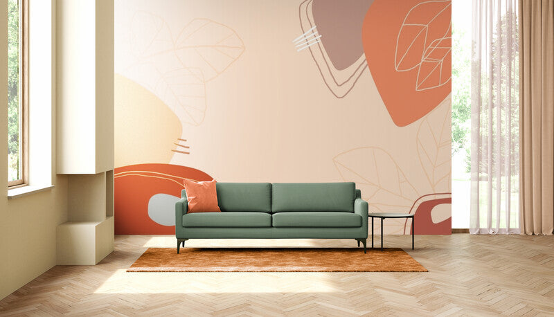 Papier Peint Abstrait - Beige Et Terracotta