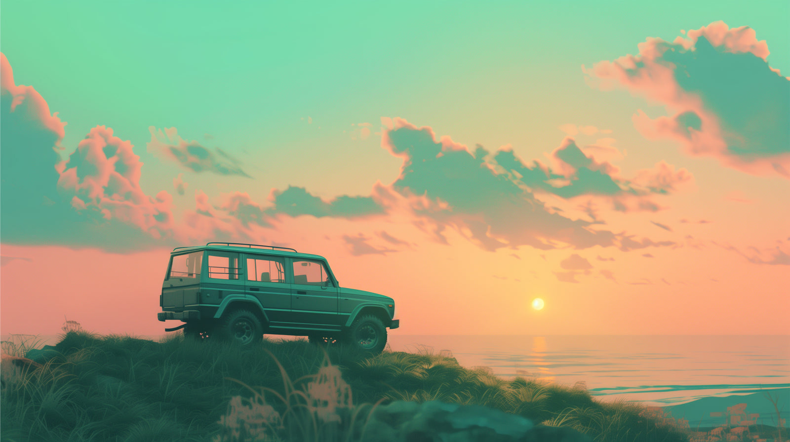 Landscape wallpaper – pastel dreamy travel atmosphere