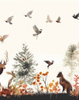 Papier peint nature - cerfs et animaux dans la forêt d'automne