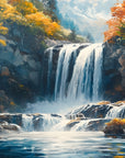 Papier peint cascades - chutes d'automne fleuries