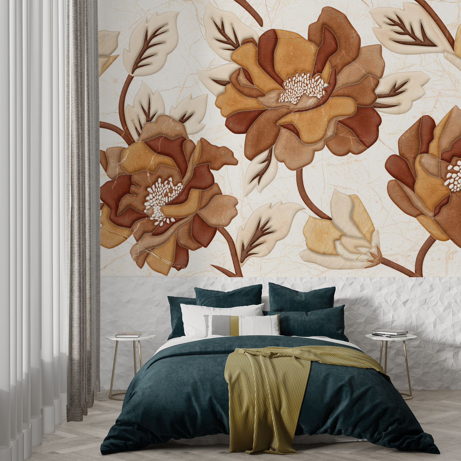 Terracotta Flower Wallpaper