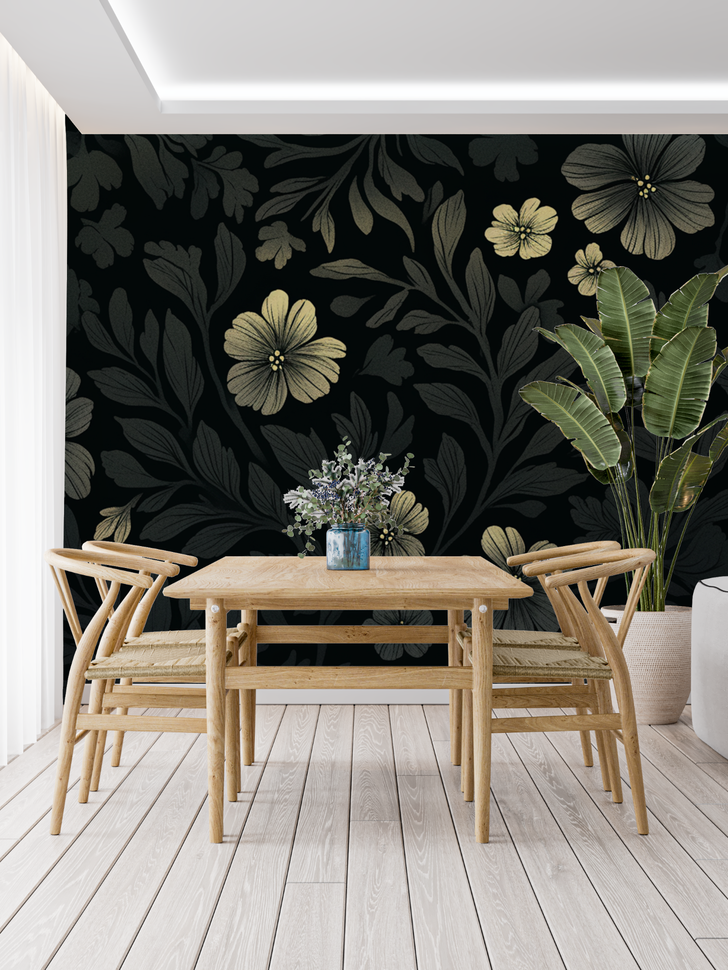 Floral Wallpaper - Night Garden with Jasmine Flowers
