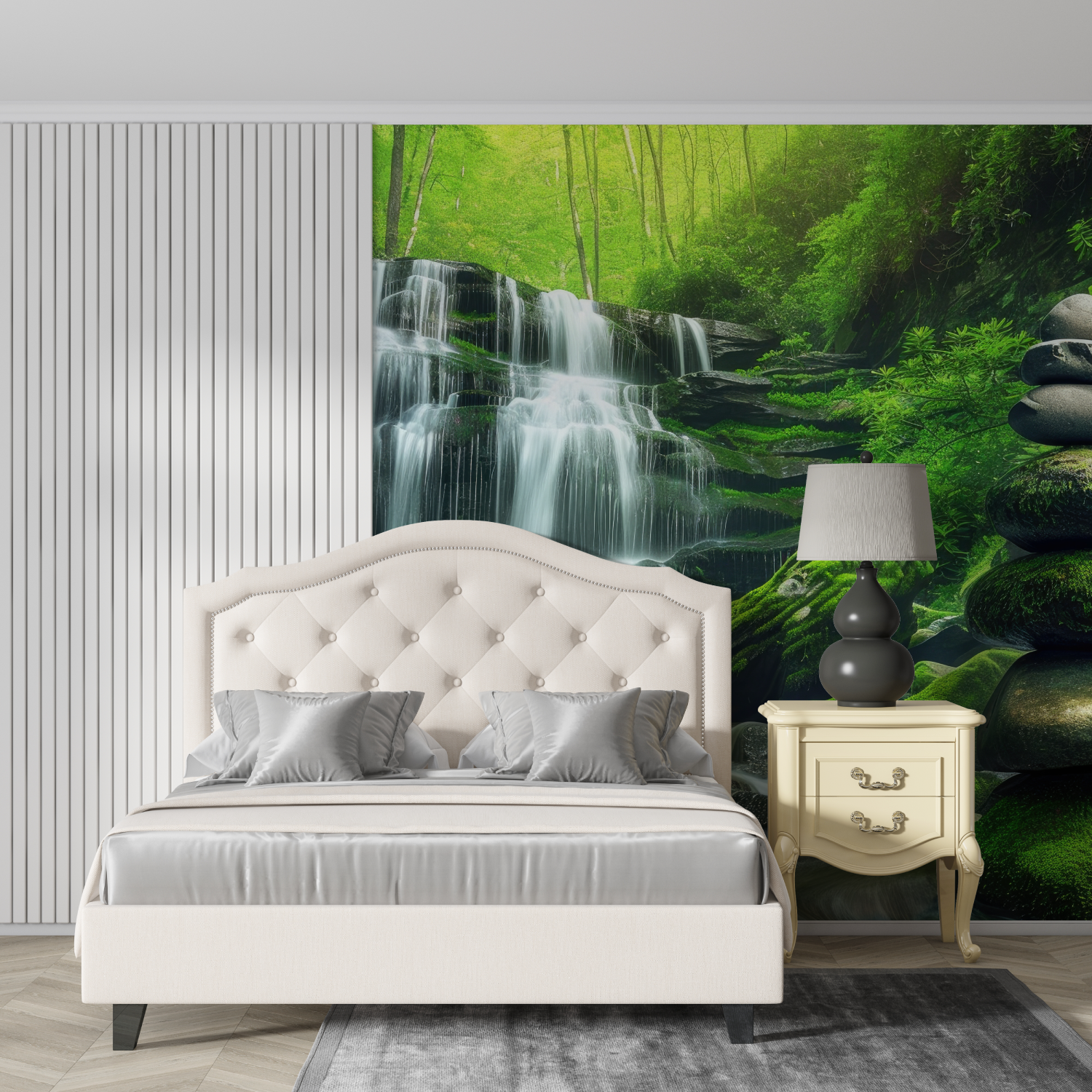 Landscape Wallpaper - Waterfall and Mossy Rocks