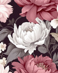 Papier peint fleuri - pivoines d'antan sombres