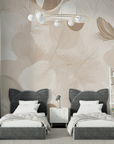 Papier Peint Floral - Motifs Botaniques Sépia