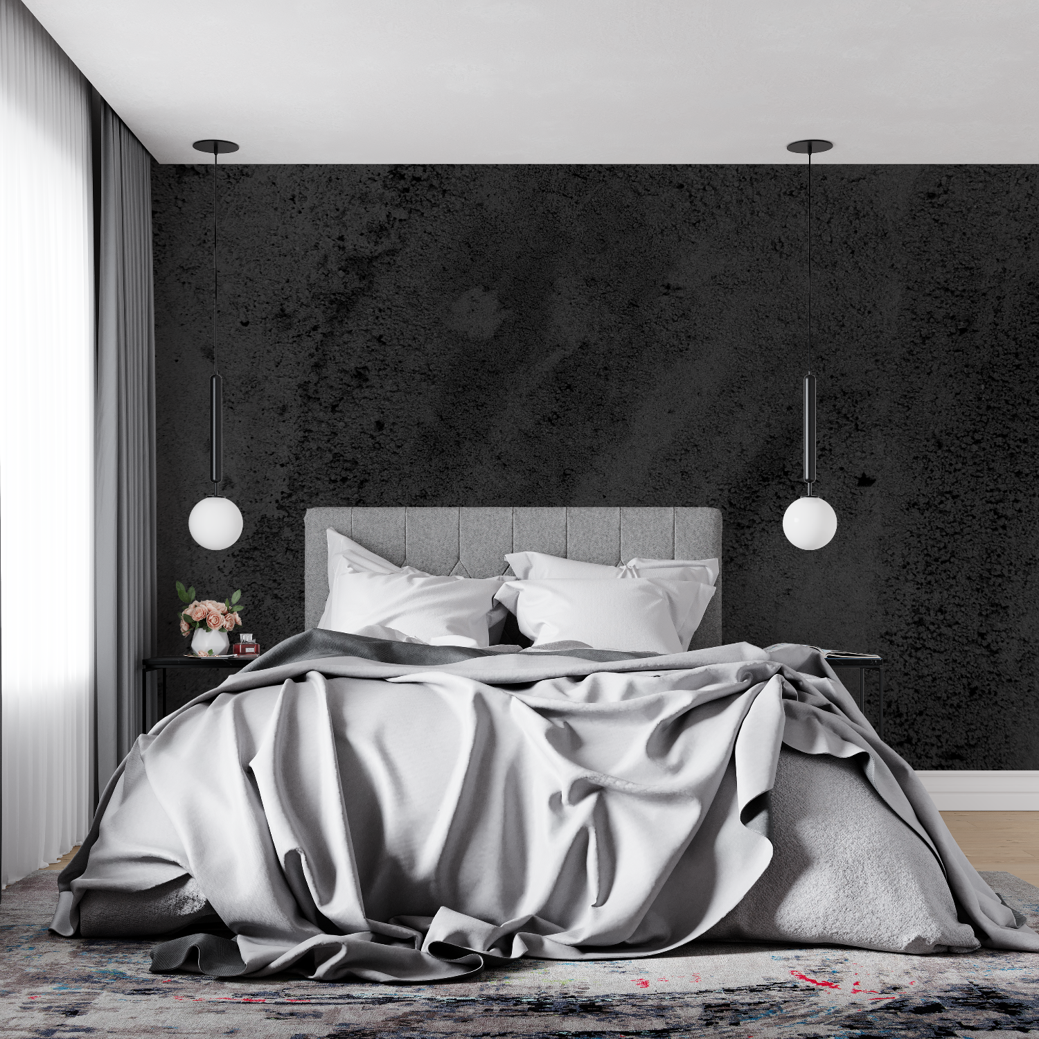 Black Concrete Effect Wallpaper
