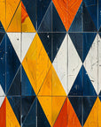Papier Peint Géométrique - Bleu Et Orange Contrasté