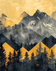 Papier Peint Géométrique - Montagnes Jaunes Et Noires