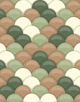 Papier peint rétro - écailles géométriques vert et blanc