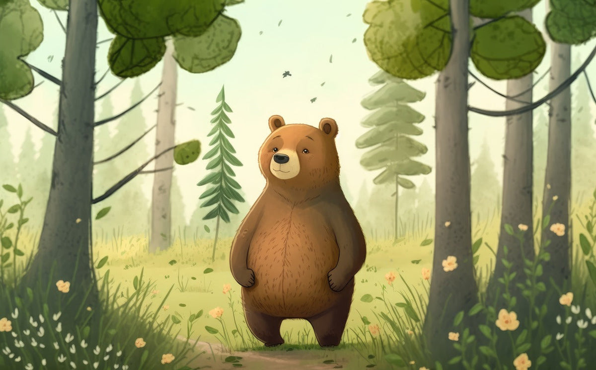 Papier Peint Enfant - Ours Dans La Forêt Mystique