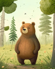Papier Peint Enfant - Ours Dans La Forêt Mystique